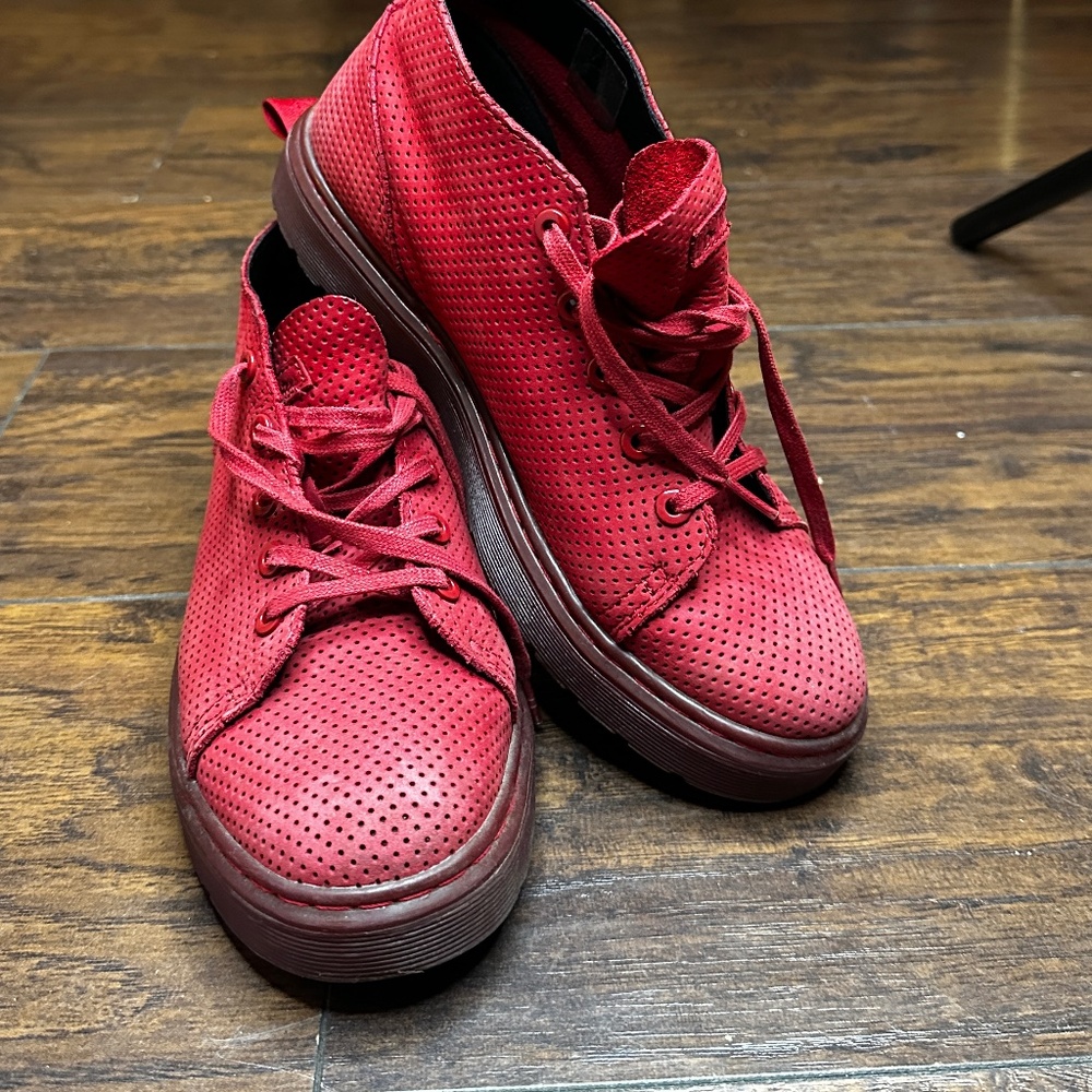Dr. Martens "Baynes" Perforated Chukka Boots in Red Suede 8US/41EU
